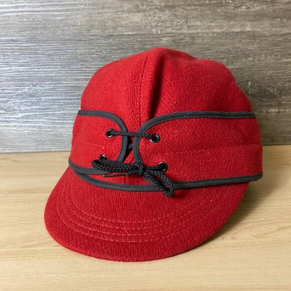 Vintage Wool Hat S/M Red Insulated Ear Flap Winter Outdoors - Picture 3 of 9